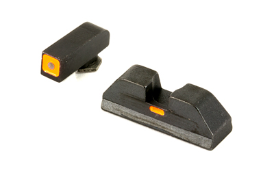 AmeriGlo, CAP - Combative Application Pistol Sight, Fits Glock 17,19,22,23,24,26,27,33,34,35,37,38,39, Green/Orange, Green Tritium Front Sight With Orange LumiOutline, Rear Sight with Orange Lumi Horizontal Center Line
