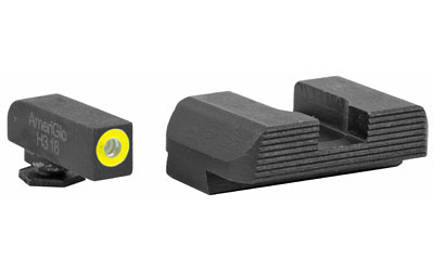 AmeriGlo, Protector, Sight, Fits Glock 17,19,22,23,24,26,27,33,34,35,37,38,39, Green Tritium LimeGreen Lumi Round Outline Front, Black Serrated Rear