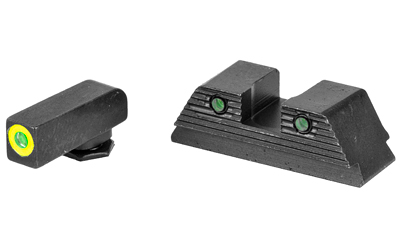 AmeriGlo, Trooper, Sight, Fits Glock 20,21,29,30,31,32,36,40,41, Green Tritium LumiLime Outline Front, Green Tritium Black Serrated Rear, Front/Rear