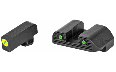 AmeriGlo, Trooper, Sight, Fits Glock 42,43,43X, Green Tritium LumiLime Outline Front, Green Tritium Black Serrated Rear, Front/Rear