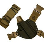 GunfightersINC, Kenai Chest Holster, Kydex Shell, Nylon Harness, Fits 5" 1911 Government Models with Rail, Gray Shell, Coyote Brown Harness, Right Hand