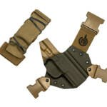 GunfightersINC, Kenai Chest Holster, Kydex Shell, Nylon Harness, Fits FN FNX 45 Tactical, Gray Shell, Coyote Brown Harness, Right Hand