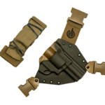 GunfightersINC, Kenai Chest Holster, Kydex Shell, Nylon Harness, Fits Ruger GP100, Gray Shell, Coyote Brown Harness, Right Hand