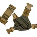 GunfightersINC, Kenai Chest Holster, Kydex Shell, Nylon Harness, Fits Smith & Wesson M&P 9/40 4", Gray Shell, Coyote Brown Harness, Right Hand