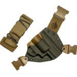 GunfightersINC, Kenai Chest Holster, Kydex Shell, Nylon Harness, Fits Ruger Redhawk/Super Redhawk, Gray Shell, Coyote Brown Harness, Right Hand