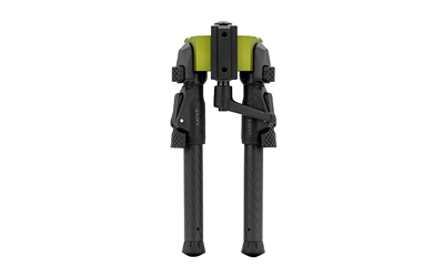 MDT, GRND-POD Bipod, Height Adjustable, Four Locking Positions (0, 50, 80, and 180 Degrees), MLOK Attachment Interface, Aluminum Core, Carbon Fiber Legs, Matte Finish, Green Aluminum Core, Black