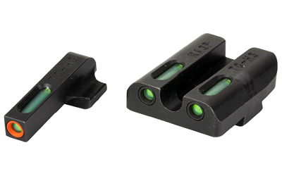 TRUGLO, TFX Pro Square Front / U-Notch Rear Tritium / Fiber Optic Sight, Front Sight Color - Green W/ Orange Outline, Rear Sight Color Green, Fits Century Arms Canik TP9