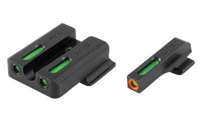TRUGLO, Brite-Site TFX Pro, Tritium/Fiber-Optic Sight, Fits S&W M&P SHIELD, Day/Night Sight, 24/7 Brightness, Orange Ring on Front Sight