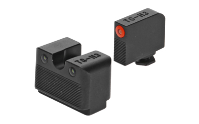 TRUGLO, Tritium Pro Brite Site Day / Night Sight Set Fits Glock M.O.S. 17/19/34/35/45, Front Sight Color Green W/ Orange Focus Lock Ring, Rear Sight Green, Glows In The Dark No Batteries Or Light Exposure Required