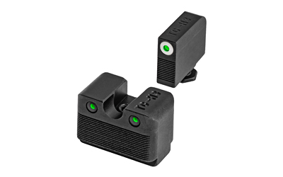 TRUGLO, Tritium Pro Brite Site Day / Night Sight Set Fits Glock Low M.O.S., Front Sight Color Green W/ Orange Focus Lock Ring, Rear Sight Green, Glows In The Dark No Batteries Or Light Exposure Required