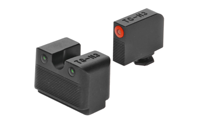 TRUGLO, Tritium Pro Brite Site Day / Night Sight Set Fits Glock M.O.S., Front Sight Color Green W/ Orange Focus Lock Ring, Rear Sight Green, Glows In The Dark No Batteries Or Light Exposure Required