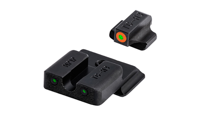 TRUGLO, Tritium Pro, Sight Set, For S&W M&P, Green Tritium, Orange Ring on Front Sight