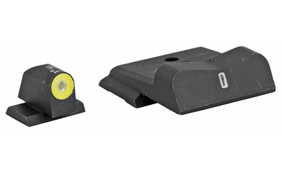 XS Sights, DXT2 Big Dot Tritium Front, White Stripe Express Rear, Fits S&W M&P Full Size and Compact, Green with Yellow Outline